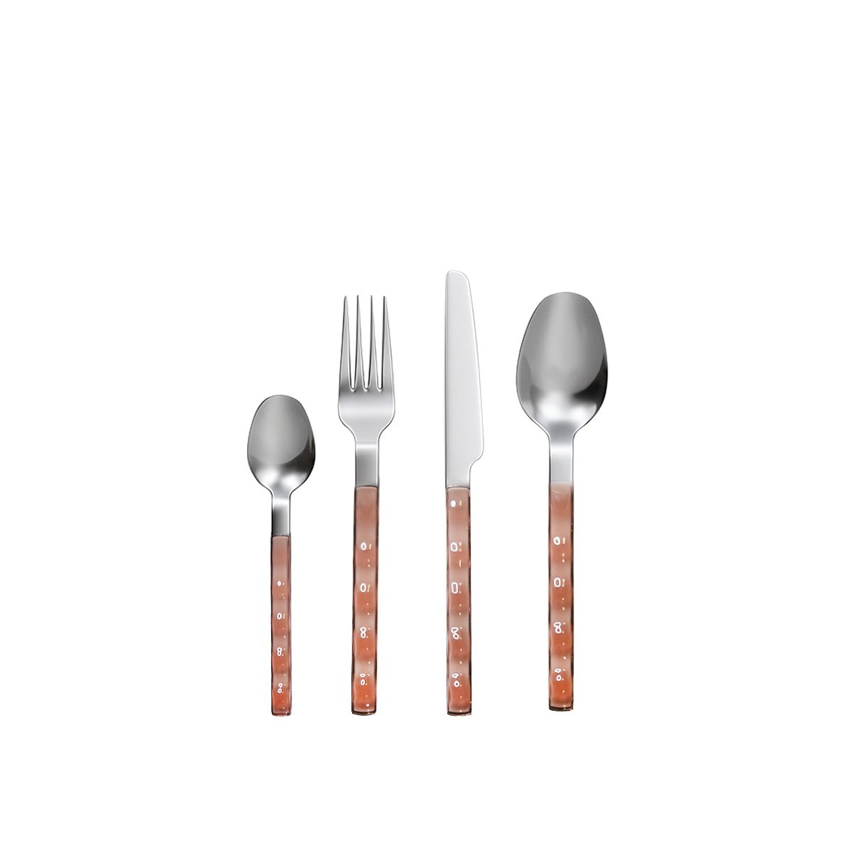 Huisvrouw 24 stuks in zilver met roze handvat