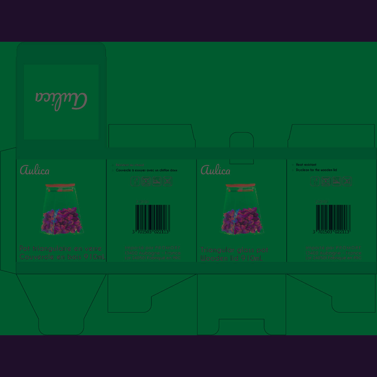 POT DRIEHOEK AVEC COUVERCLE EN BOIS 910ML