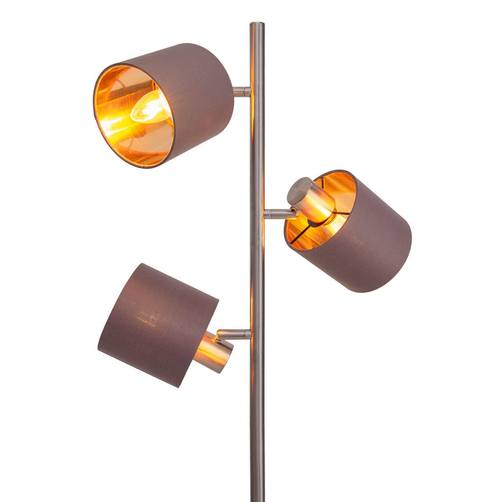Staande lamp "maron" gemaakt van metalen satine-mat met stof paraplu's in bruin, met E14-aansluiting, voor eetkamer, woonkamer, gang of kantoor, lamp voor woonkamer, eetkamer, hal en kantoor, staande lamp in 153 cm High