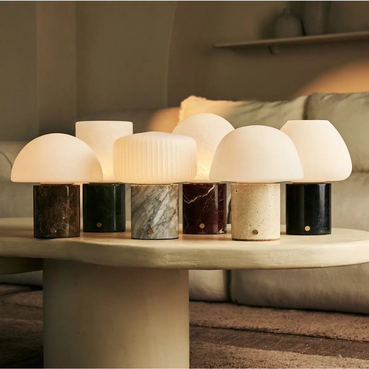 Metsu White / Bianco Statuarietto - Classic Marmeren oplaadbare tafellamp met 3 lichte kleuren en dimfunctie