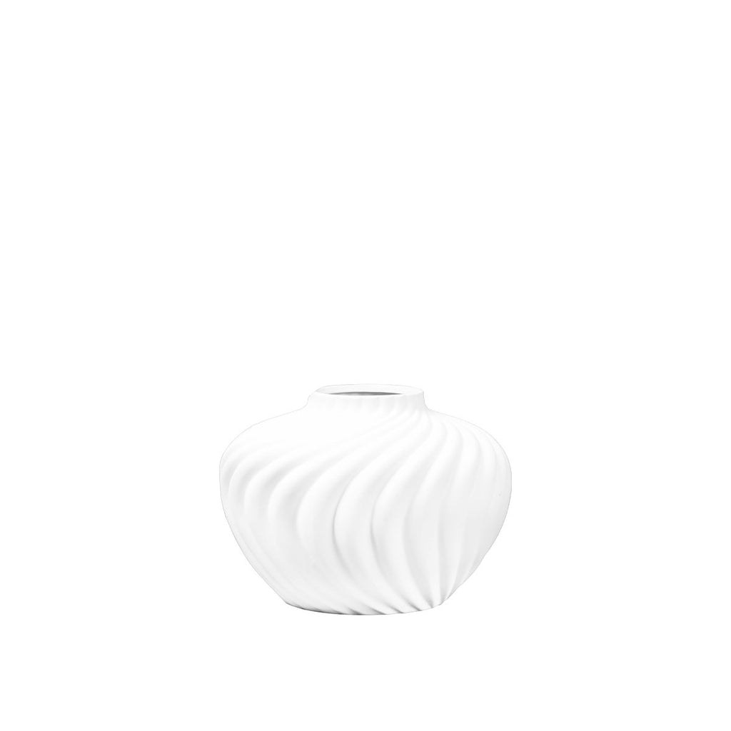 Ronde witte vaas slagroom in polyresine 34,5x34.5x25,5 cm