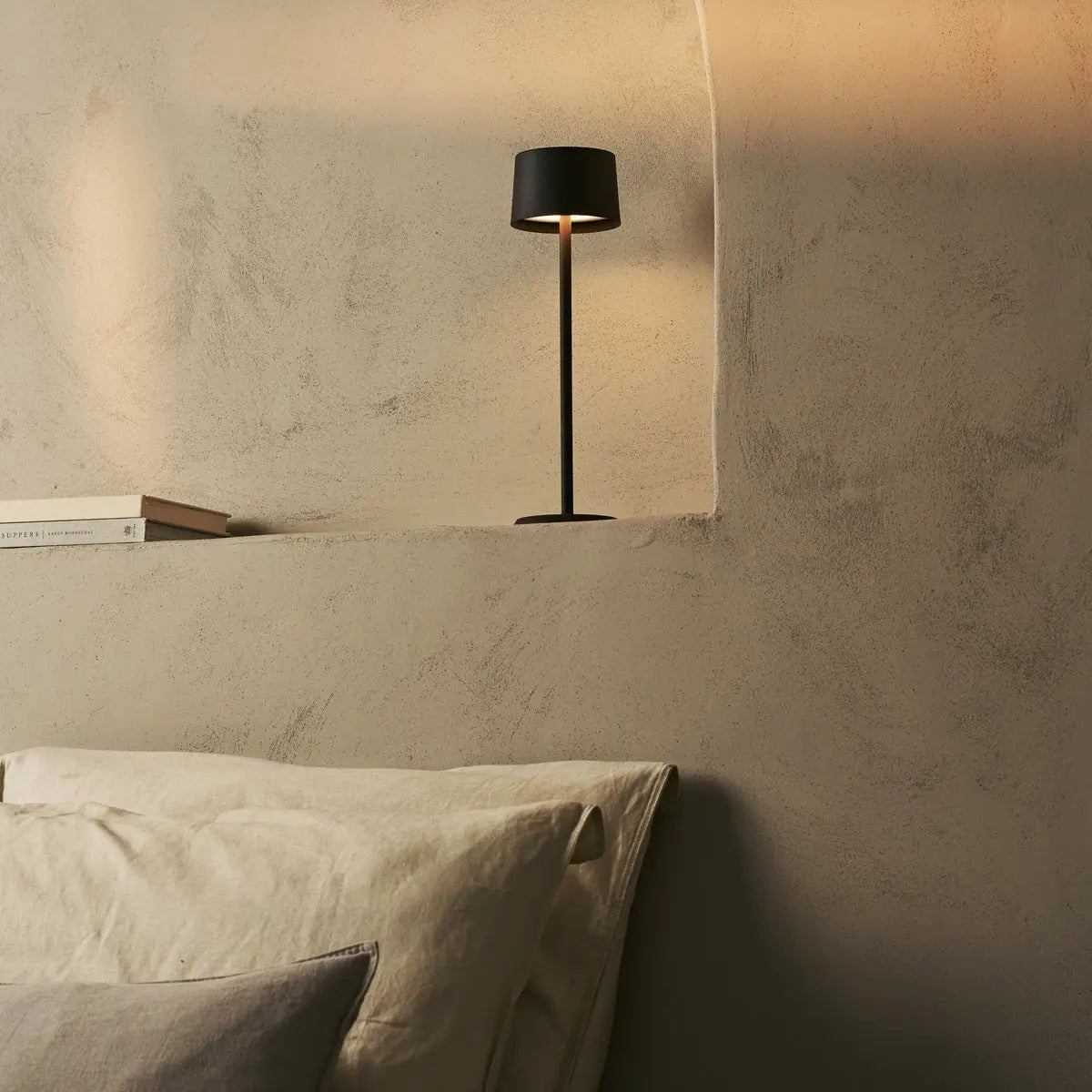 David Mocha Brown oplaadbare tafellamp 2 in 1 met verstelbare hoogte - dimpelbaar en draadloos met 120 uur batterij