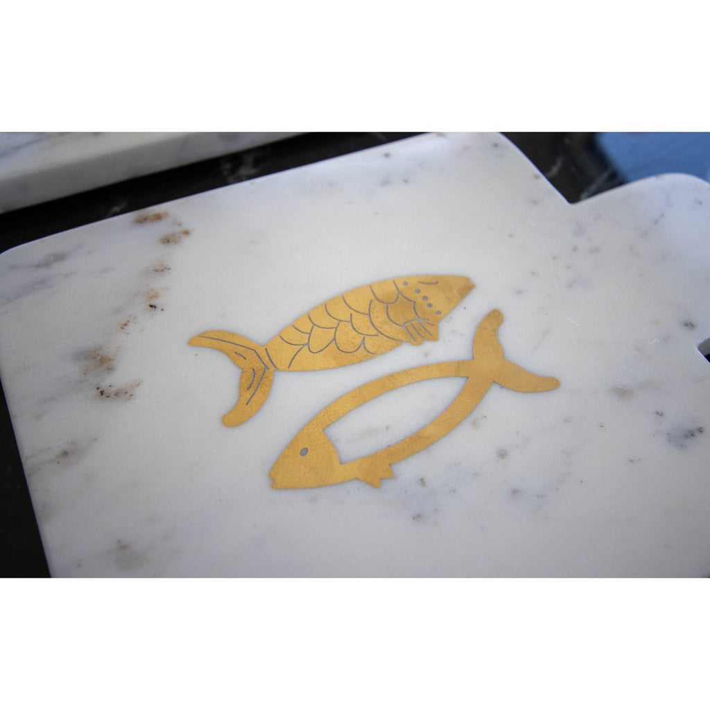 Gouden vismarmeren kaaslade 15,5x22x1,5 cm