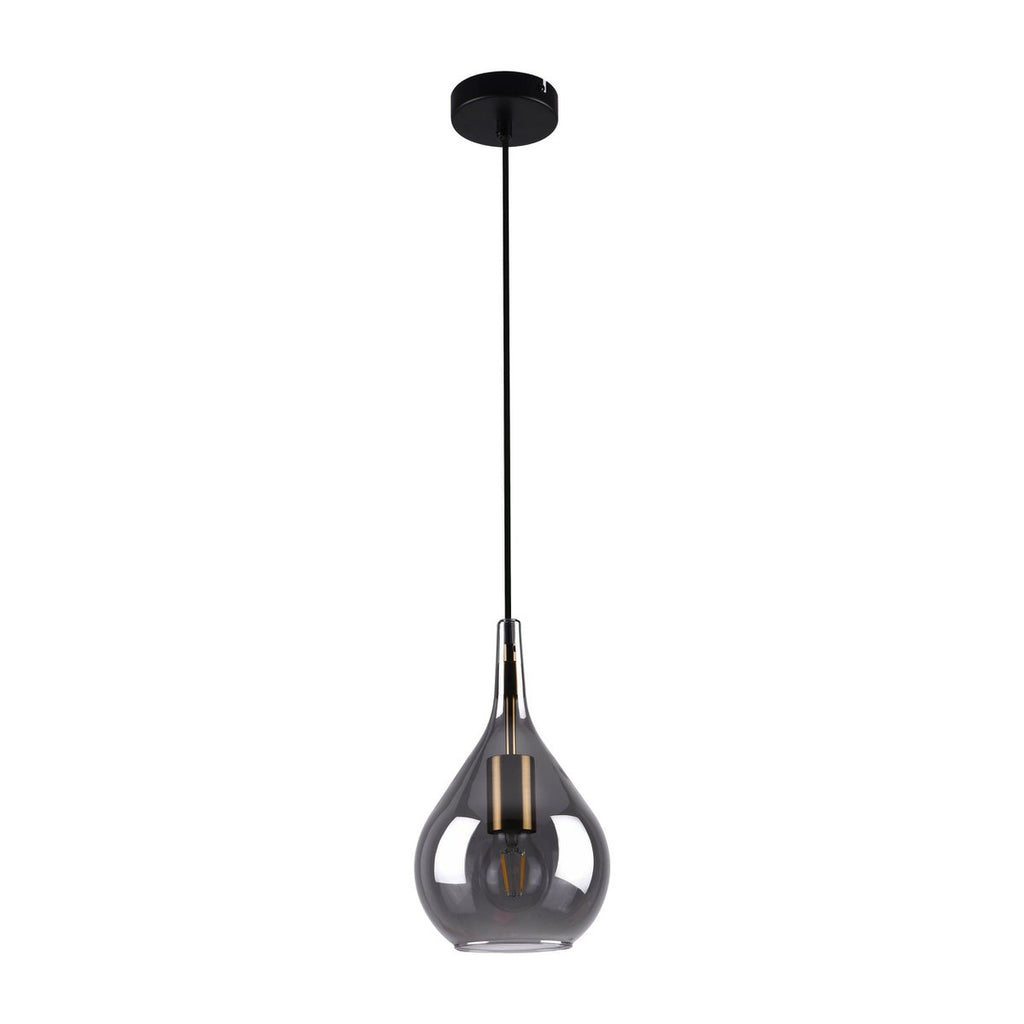 Hanger lamp "gota", retro klassieke hanglamp gemaakt van zwart rookglas Ø 20 cm, met E27 -versies, 150 hoog, ideaal voor eetkamer, woonkamer en keuken.