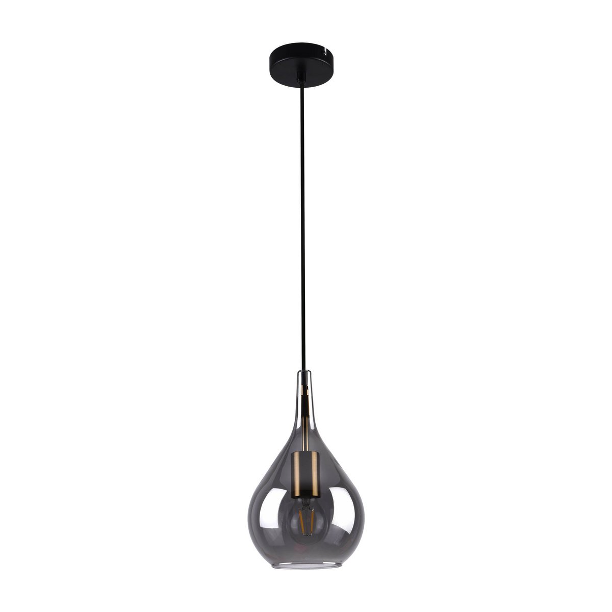 Hanger lamp "gota", retro klassieke hanglamp gemaakt van zwart rookglas Ø 20 cm, met E27 -versies, 150 hoog, ideaal voor eetkamer, woonkamer en keuken.