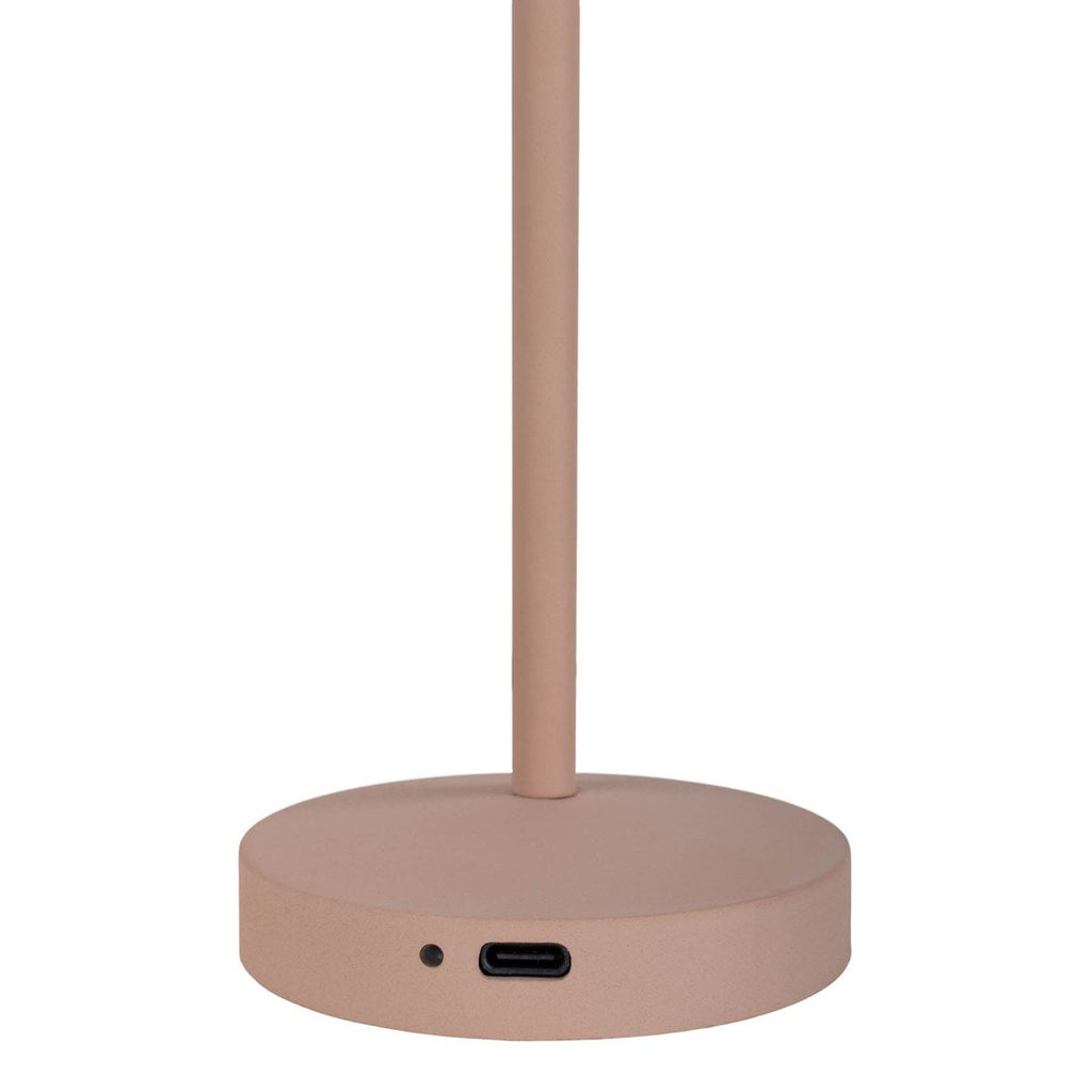 2-ex-ingestelde LED-batterijtafellamp "Gomba" voor buiten en binnen, gemaakt van metaal en plastic in matte amandel, 18,5 cm hoog