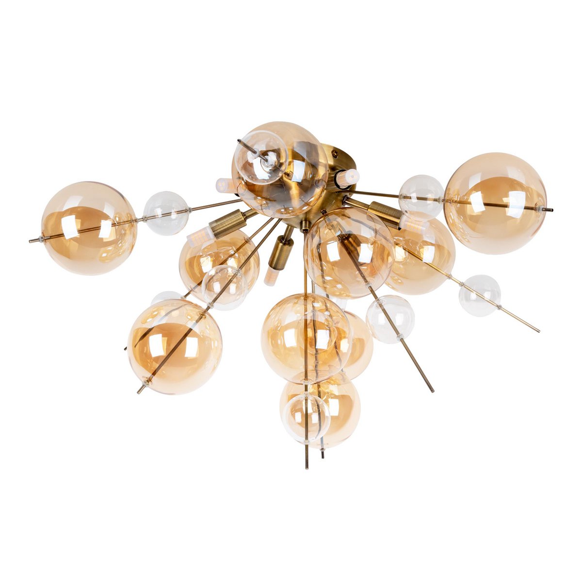 Plafondlamp "explosie" Amber gemaakt van metaal en glas, G9 -versies, plafondlamp voor eetkamer, woonkamer, gang of kantoor, Ø57 cm