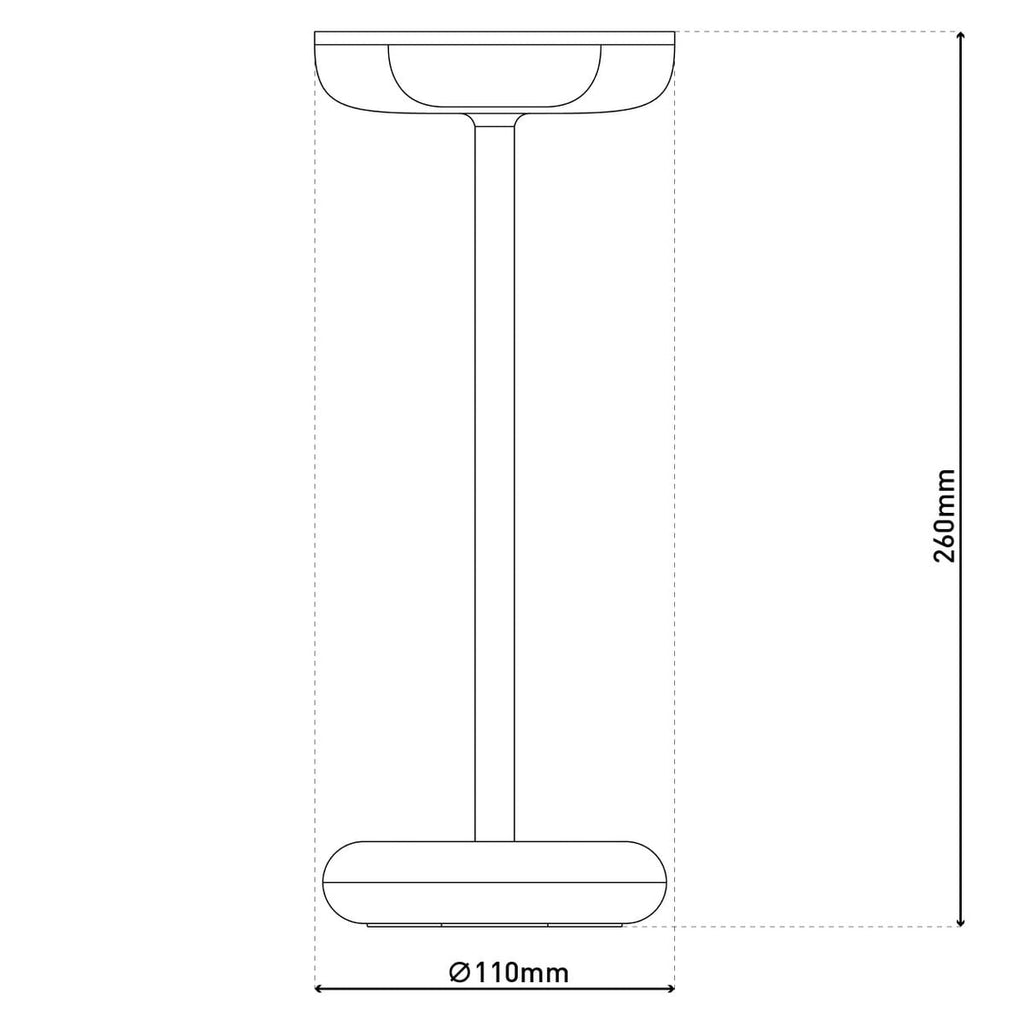 Batterijlichtlicht "PASI" voor buiten en binnen, gemaakt van metaal en plastic in grijs, dimbaar, met aanraking en geheugenfunctie, ca. 26 cm hoog