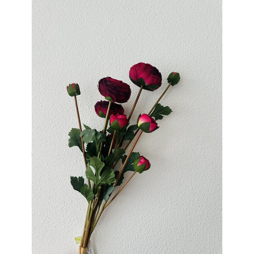 9-stengelige Mica Decorations Ranonkels Kunstbloemen Boeket / Lengte 55cm /Roze