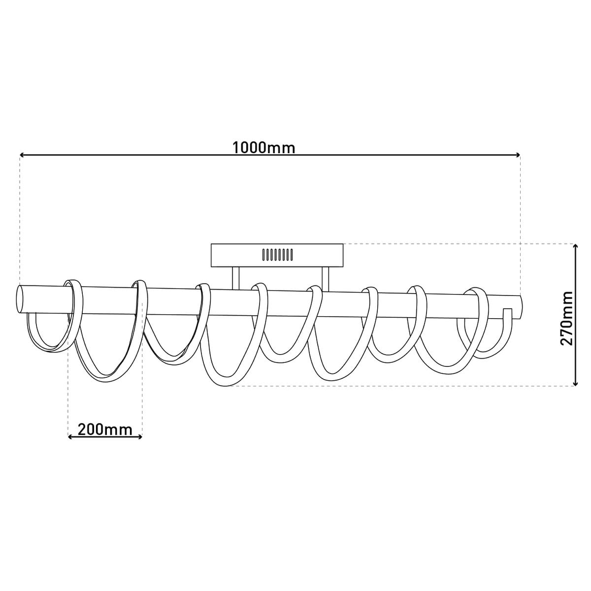 LED -plafondlicht "Belleza", moderne metalen plafondlamp en plastic in zwart en wit, met stevig gebouwd -in LED's, dimbaar, ongeveer 100 cm lang. De ideale verlichting voor woonkamer, eetkamer of keuken.