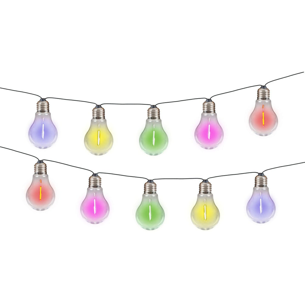 10-geleide zonne-buitenkant lichte keten "Linda" Totale lengte 370 cm, 10 ballen (afstand 20 cm) met Ø 6 cm, plastic, RGB kleurverandering