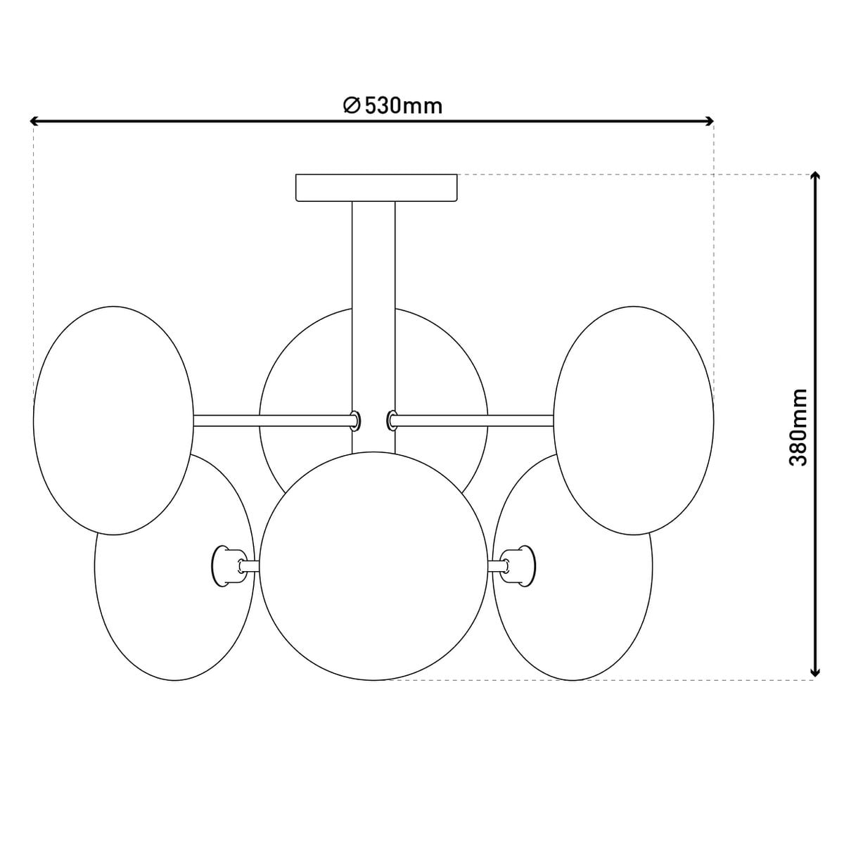 Plafondlamp "Orion" Ø ongeveer 53 cm barnsteen, gemaakt van messing gekleurd metaal en glas in barnsteen, G9-basis, verlichting voor woonkamer, eetkamer of kantoor.