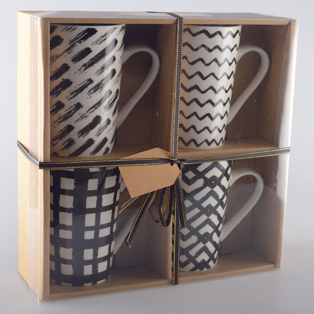 Mokken 450 ml zwart -wit - veel 4