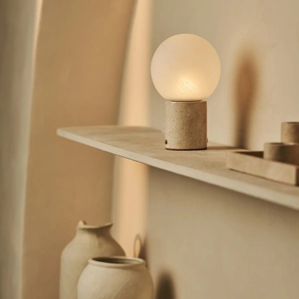 Metsu Beige / Travertino Classico - Classic Travertine Oplaadbare tafellamp met 3 lichte kleuren en dimfunctie
