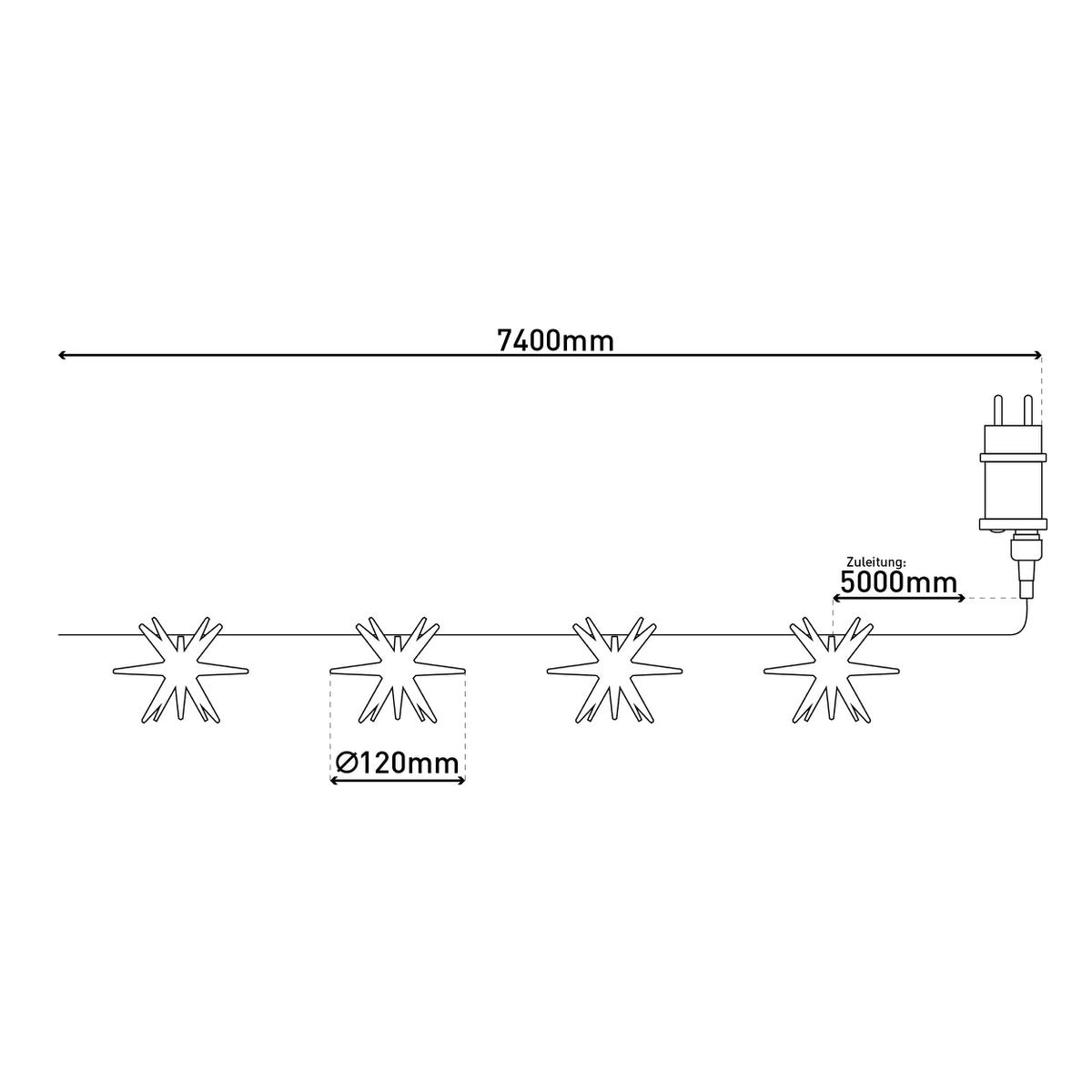LED -lichte keten "3D -sterren" gemaakt van plastic in geel, met stevig geïnstalleerde LED's, kerstdecoraties voor buiten