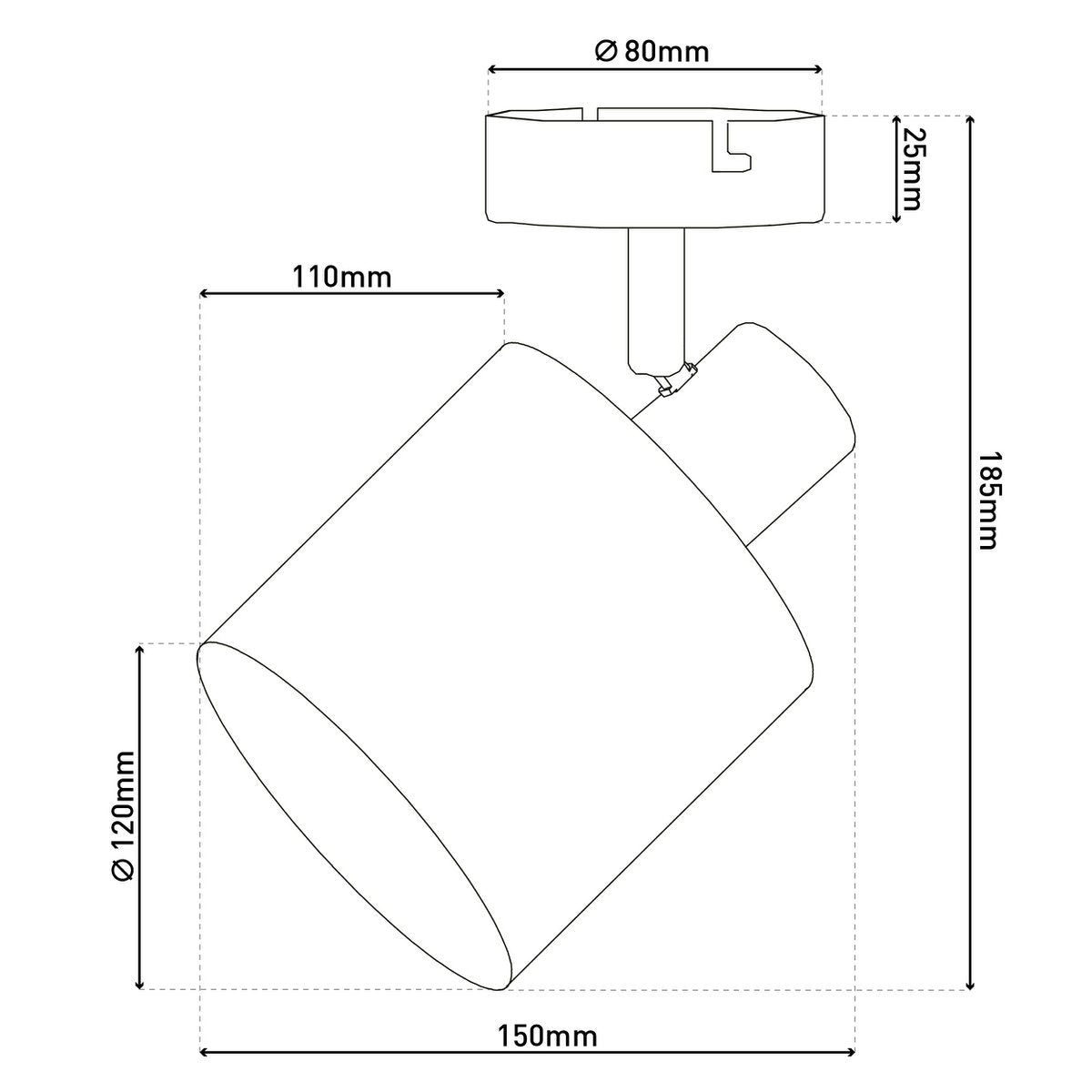 1er muur- en plafondvlek "Maron" gemaakt van metalen satin-mat met stof paraplu in bruin, met E14-aansluiting, lamp voor woonkamer, eetkamer, gang en kantoor, ongeveer. 17 x 12 cm
