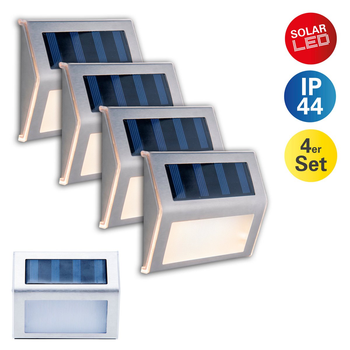 4 Set LED LED Solar Outer Light, voor buiten, wandlamp-metaal en plastic in stalen blank, met geïntegreerde LED