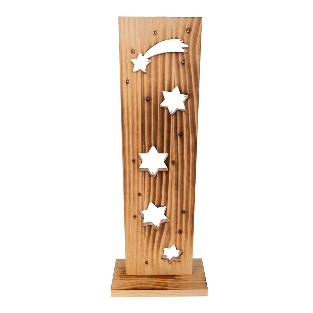 Led Wood Decolum "Stars", gemaakt van natuurlijk hout met vaste LED's, kerstdecoratie voor buiten