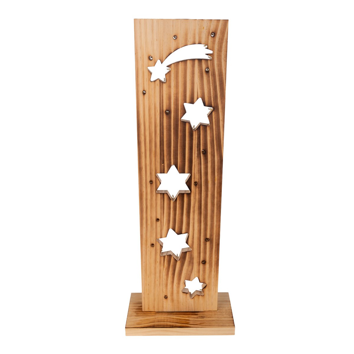 Led Wood Decolum "Stars", gemaakt van natuurlijk hout met vaste LED's, kerstdecoratie voor buiten