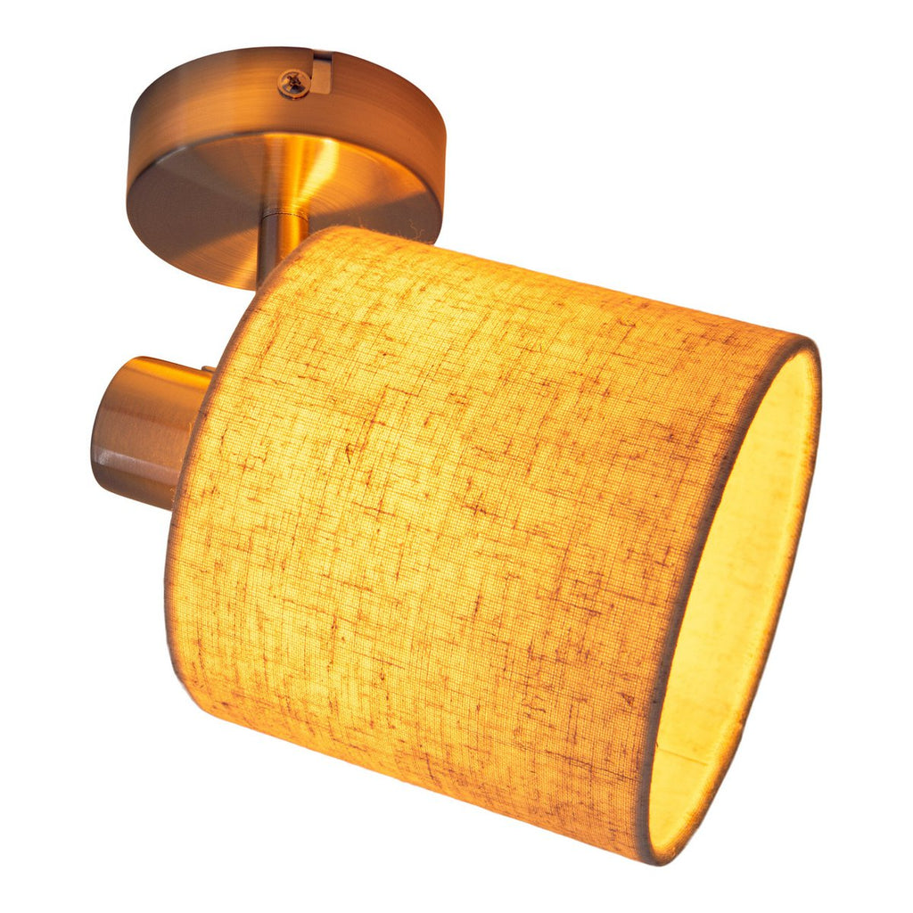 1er muur- en plafondvlek "Maron" gemaakt van metalen satin-mat met stofscherm in de natuur, met E14-aansluiting, lamp voor woonkamer, eetkamer, gang en kantoor, ca. 17 x 12 cm