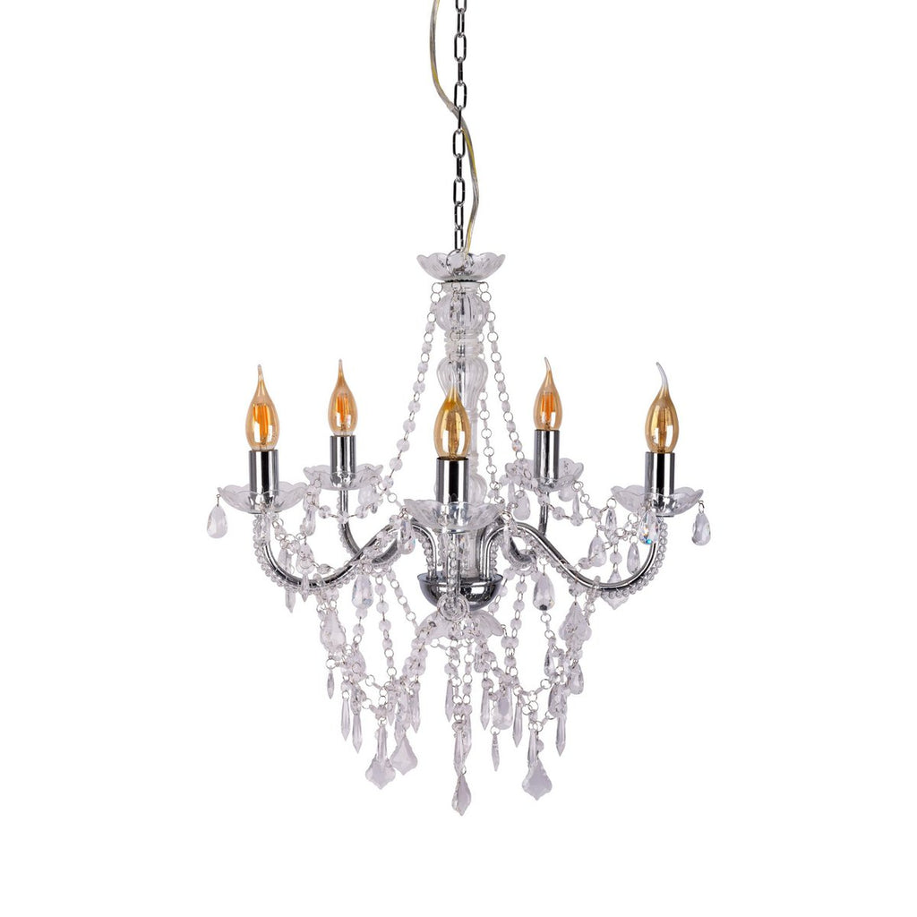 5 Kroon "Cecilia" voor E14 -aansluiting, Ø 52 cm, gemaakt van metaal en acryl, in chroom