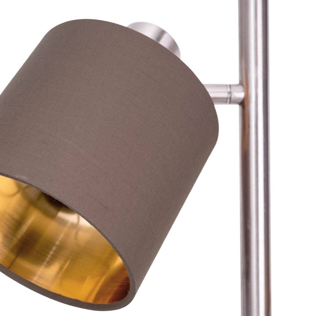 Staande lamp "maron" gemaakt van metalen satine-mat met stof paraplu's in bruin, met E14-aansluiting, voor eetkamer, woonkamer, gang of kantoor, lamp voor woonkamer, eetkamer, hal en kantoor, staande lamp in 153 cm High