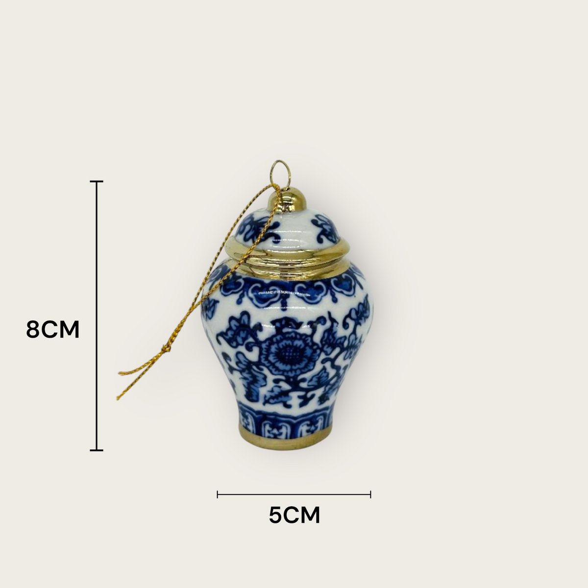 Blauw-wit porseleinen mini kersthanger