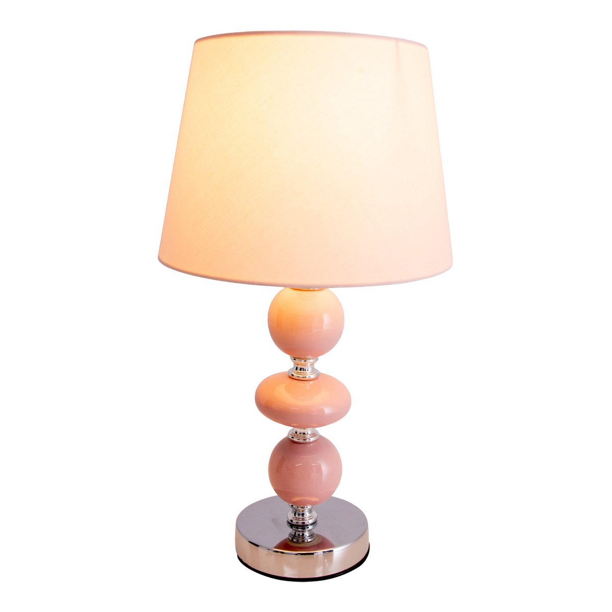 Liv · Houten tafellamp met linnen kap — roze