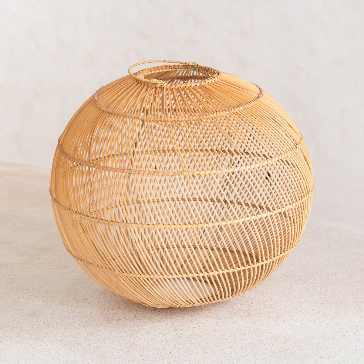 Round Rattan Lampshade - Boho hanglamp Modern - Handgemaakte plafondlamp - Sferische natuurlijke hanglamp (Ø 40/50 cm) Kencana