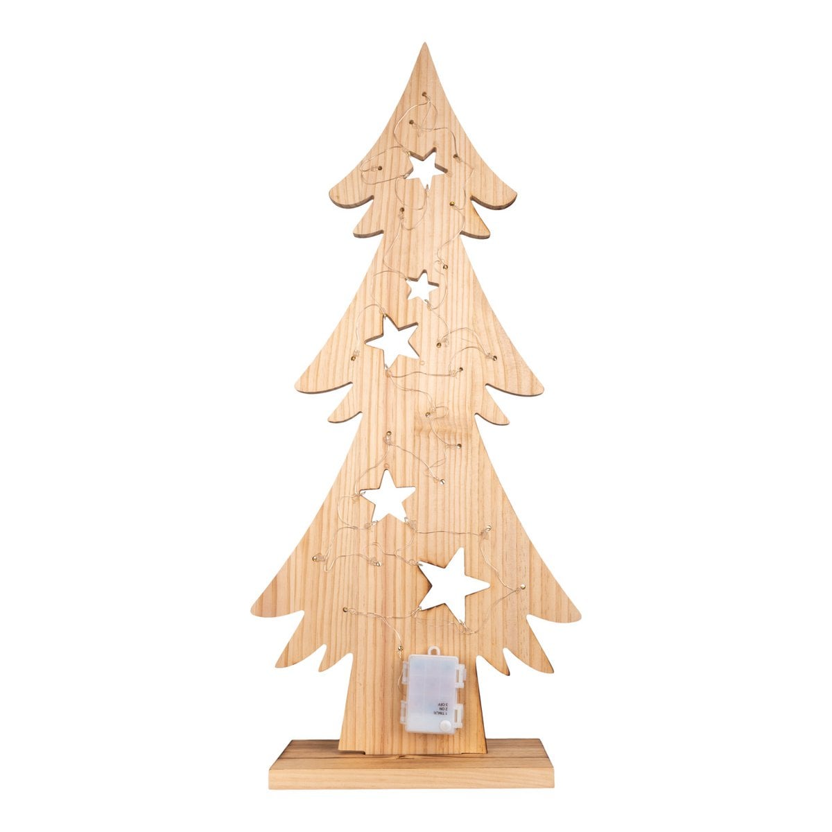 LED Wood Decolum "Fir Tree" groot, gemaakt van natuurlijk hout met vaste LED's, kerstdecoratie voor buiten