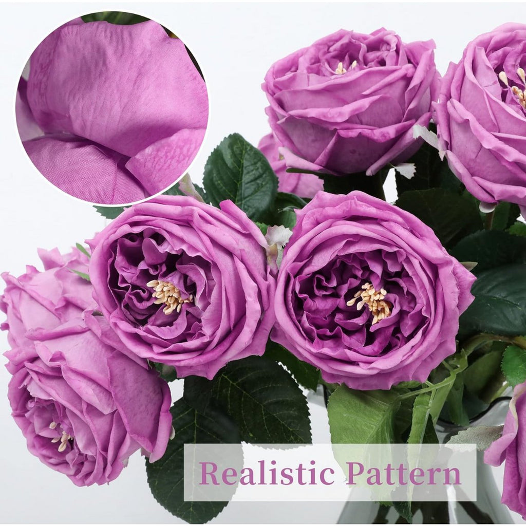 Enkele tak handgevoelde Austin roos 72cm hoog- lichtpaars