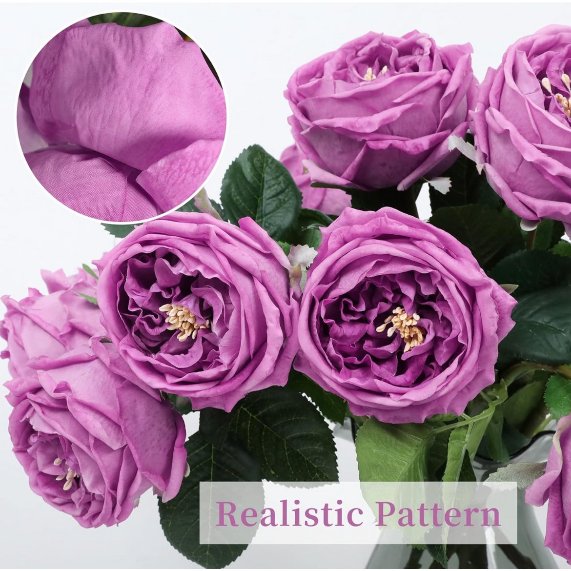 Enkele tak handgevoelde Austin roos 72cm hoog- lichtpaars