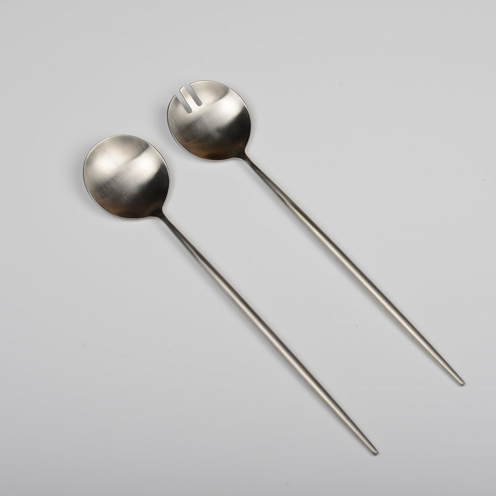 Mat zilveren salade bestek