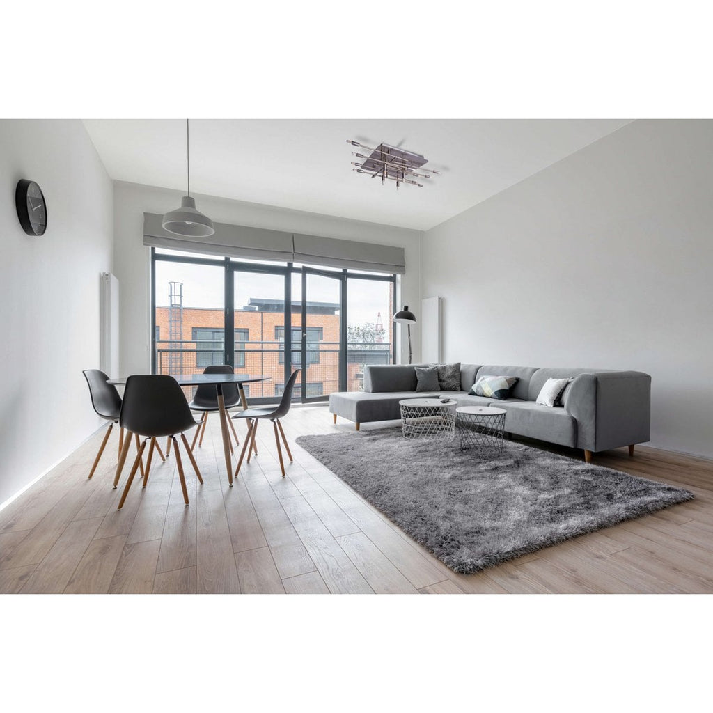 LED -plafondlamp "Ancona" met achtergrondverlichting gemaakt van metaal in roestvrijstalen optiek, G9 -versies, lamp voor woonkamer, eetkamer, gang en kantoor, ca. 71 x 70 cm