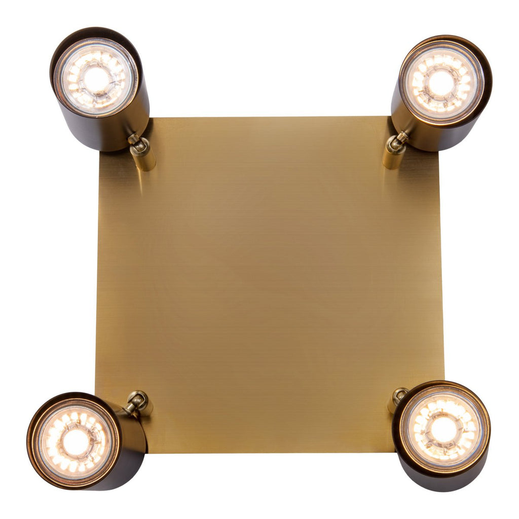 4 muur- en plafondlampen "Frida" in metalen zwart / goud, plafond schijnwerpers, GU10, plafondlamp voor eetkamer, woonkamer, gang of kantoor, 22 x 22 cm