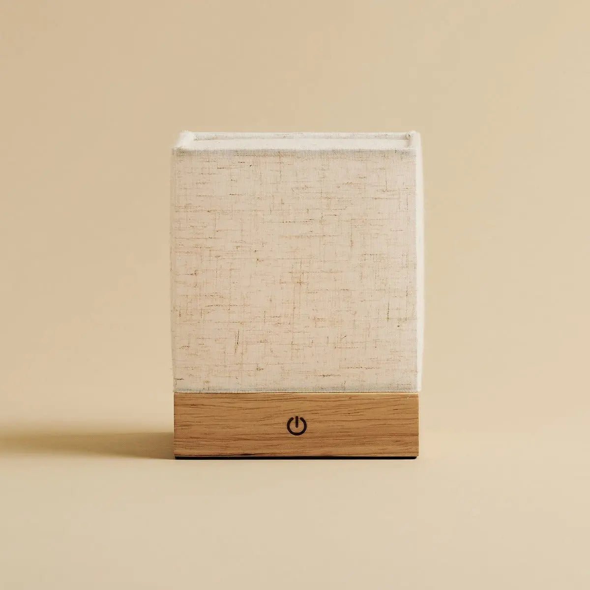 Zano lichtbruine draadloze lamp met hout en linnen - stemmingsverlichting, LED -tafellamp met batterij