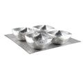 Set van 4 kopjes op aluminium plaat