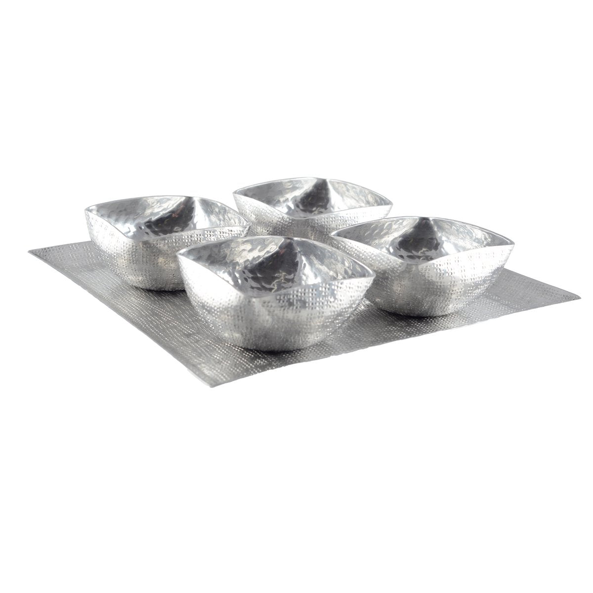 Set van 4 kopjes op aluminium plaat