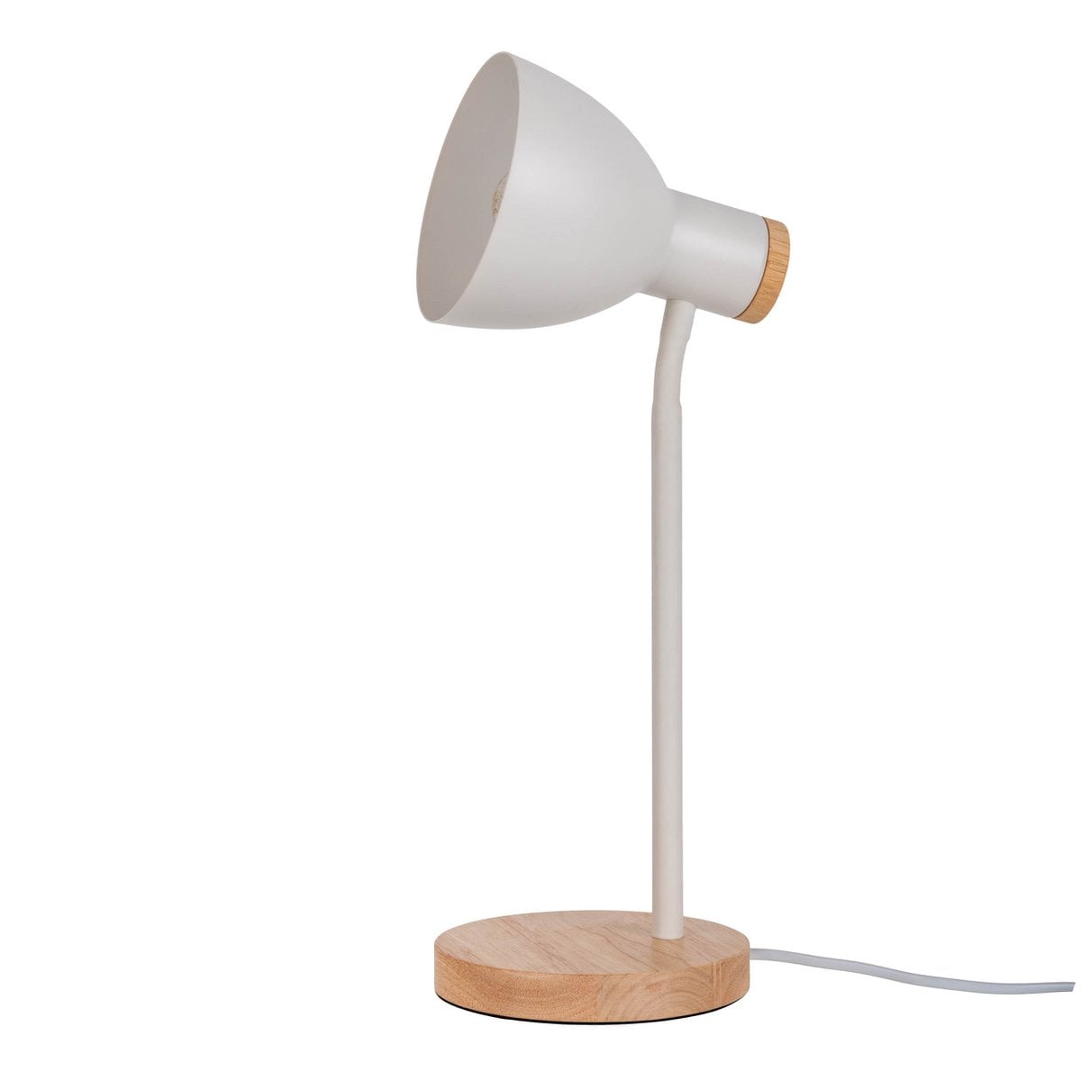 "Marie" bureaulamp gemaakt van metaal en hout, E14, wit, 36,5 cm hoog