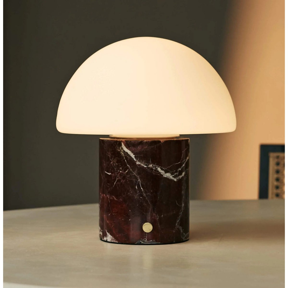 Maris Red / Rosso Levanto - Classic Marmeren oplaadbare tafellamp met 3 lichte kleuren en dimfunctie