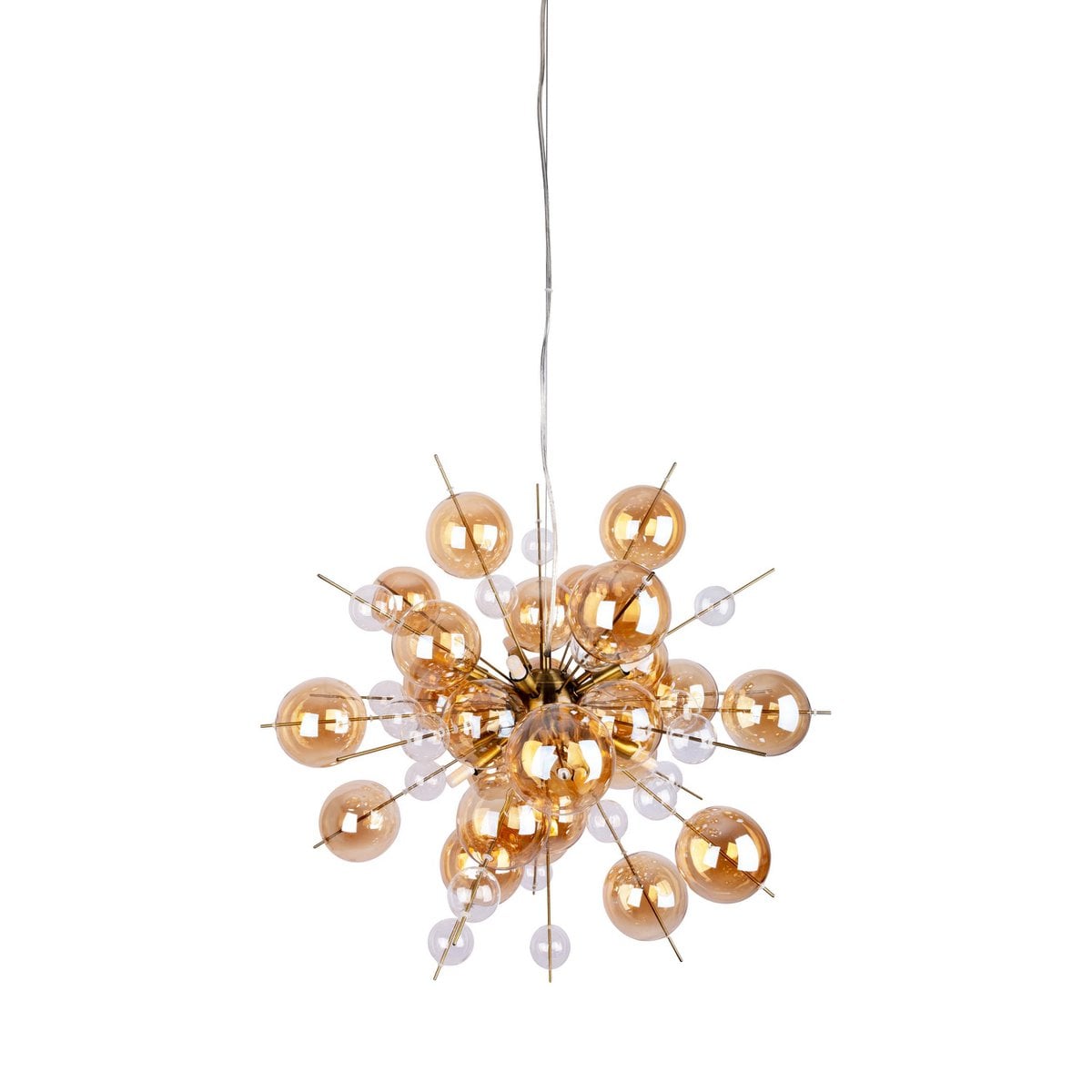 Hanger lamp "explosie" barnsteen gemaakt van metaal en glas, G9 -versies, hangende lamp voor eetkamer, woonkamer, gang of kantoor, hangende lamp ØCA. 65 cm