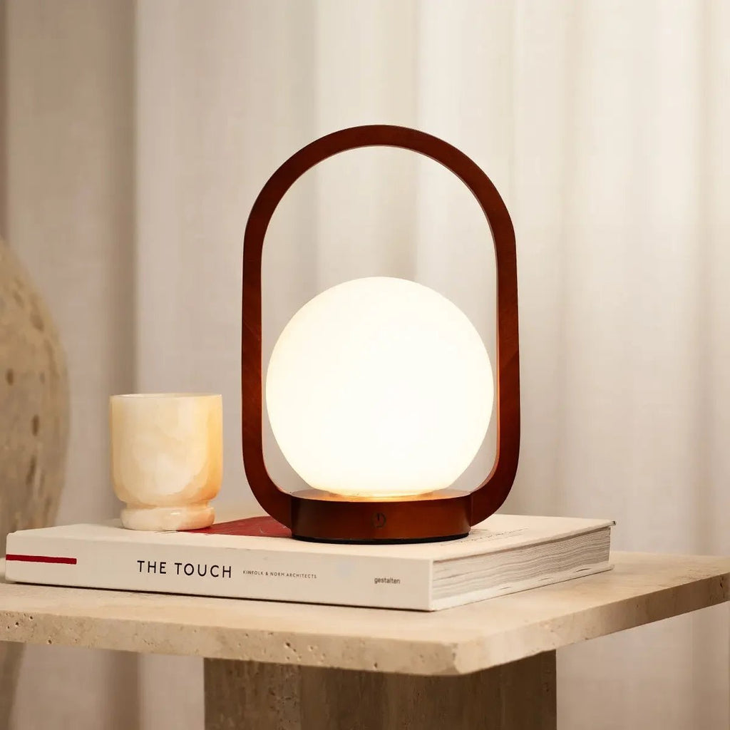 Skye kastanjebruine houten draadloze lamp | Oplaadbaar en dimbaar
