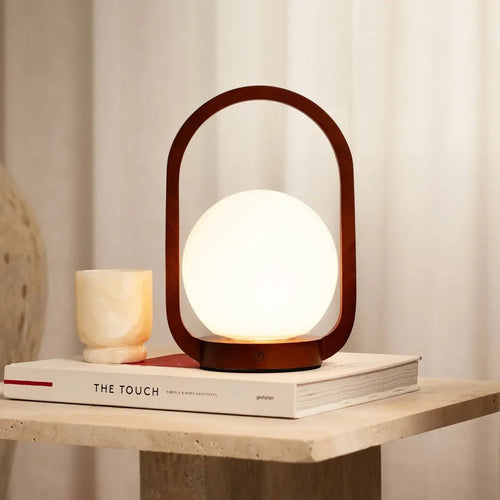 Skye kastanjebruine houten draadloze lamp | Oplaadbaar en dimbaar