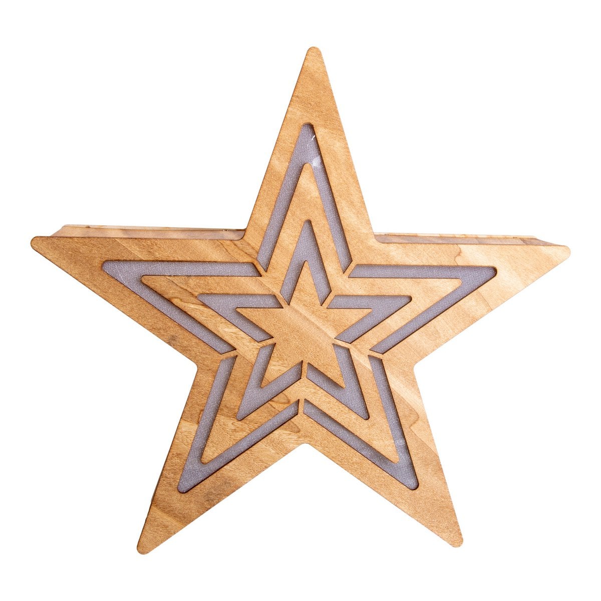 LED Christmas Decorations "Stern" H: 33 cm - Kerstartikelen - Decoratie - Hout - Natuur - met geïntegreerde LED - Kerstdecoratie