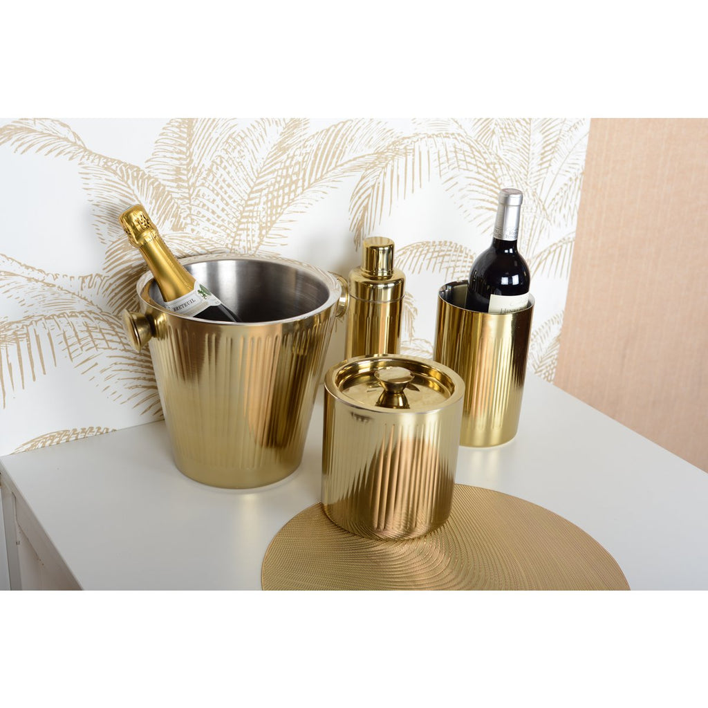Gouden champagne -emmer met geribbeld patroon