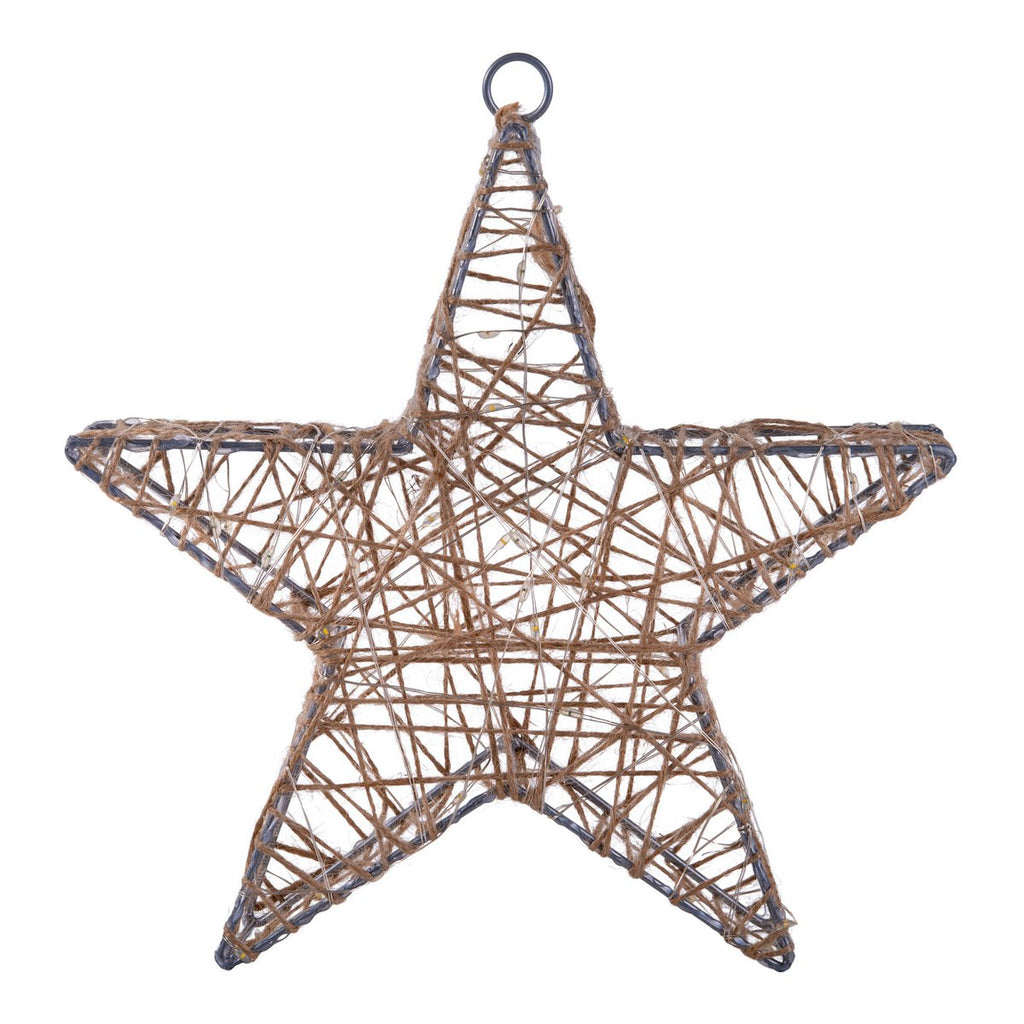 2 Set LED-kerstdecoratie "Metal Star" Ø 25 cm-Christmas Decoraties gemaakt van metaal en textiel in de natuur, met stevig ingebouwde LED's