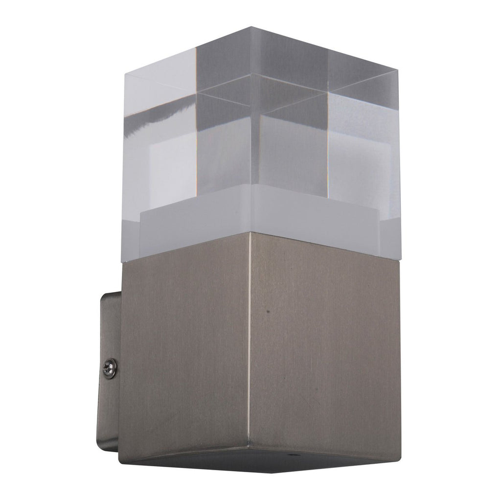 LED externe wandlamp "Leah" gemaakt van metaal en plastic in stalen blanke, geïntegreerde LED