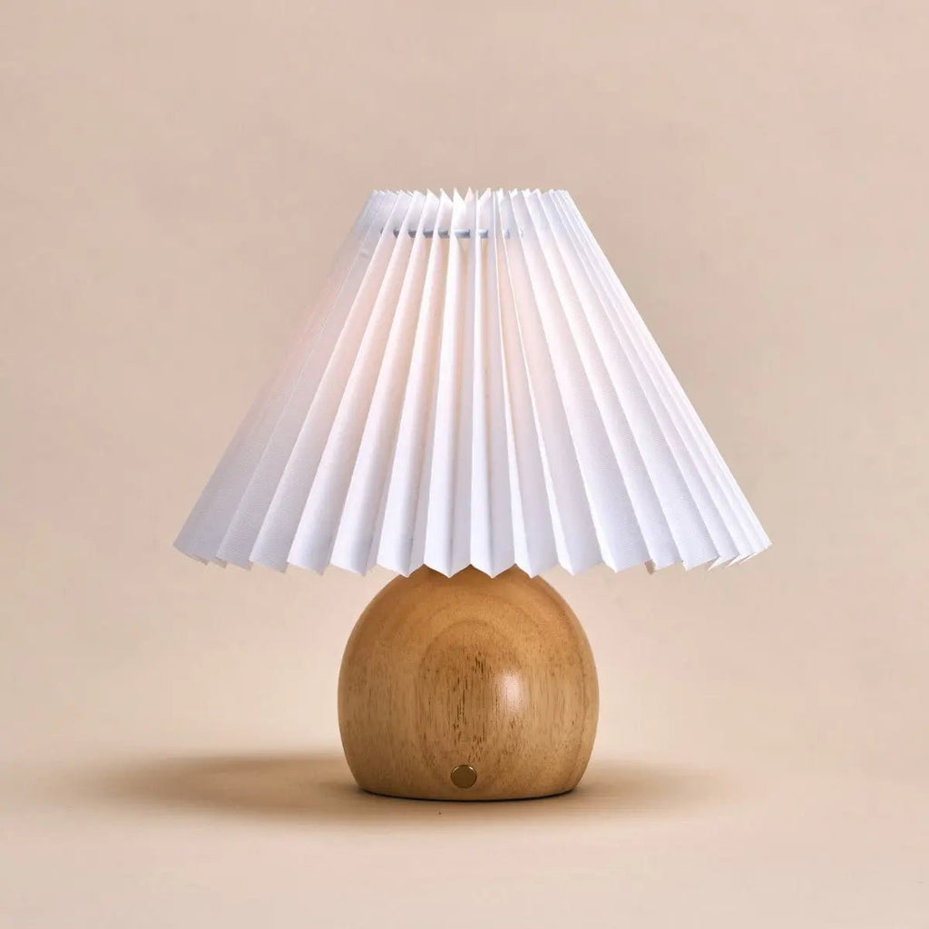 Nathalie Lichtbruine moderne en retro oplaadbare lamp l Dimbaar, hout en papier Mooie papieren kap