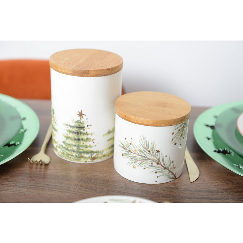 Pot met houten deksel 10x10x9.4