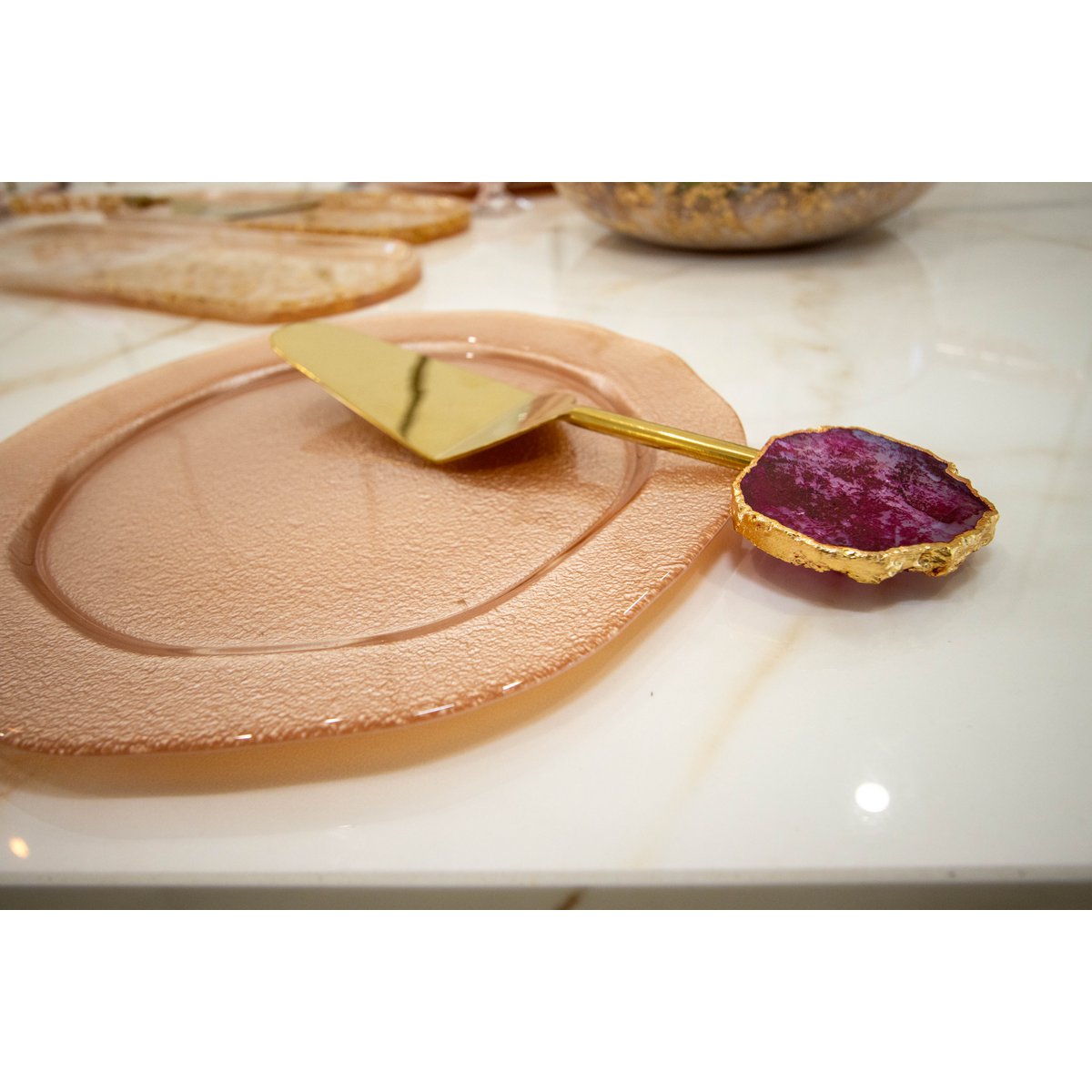 Gouden taart schop Pierre agate rose